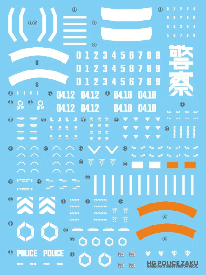 [HG] [GQ] POLICE ZAKU Water Decal