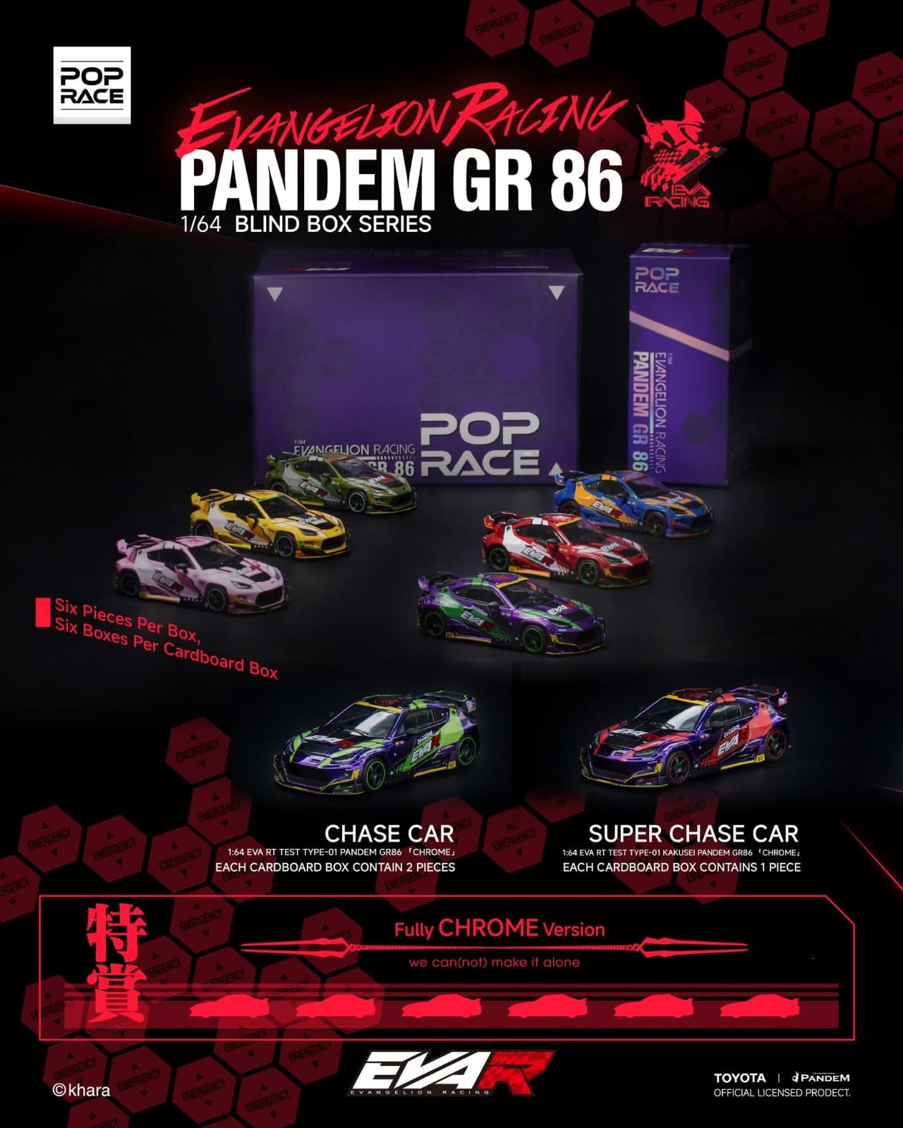 PRE-ORDER POP RACE X EVANGELION RACING PANDEM GR 86 BLIND BOX SERIES