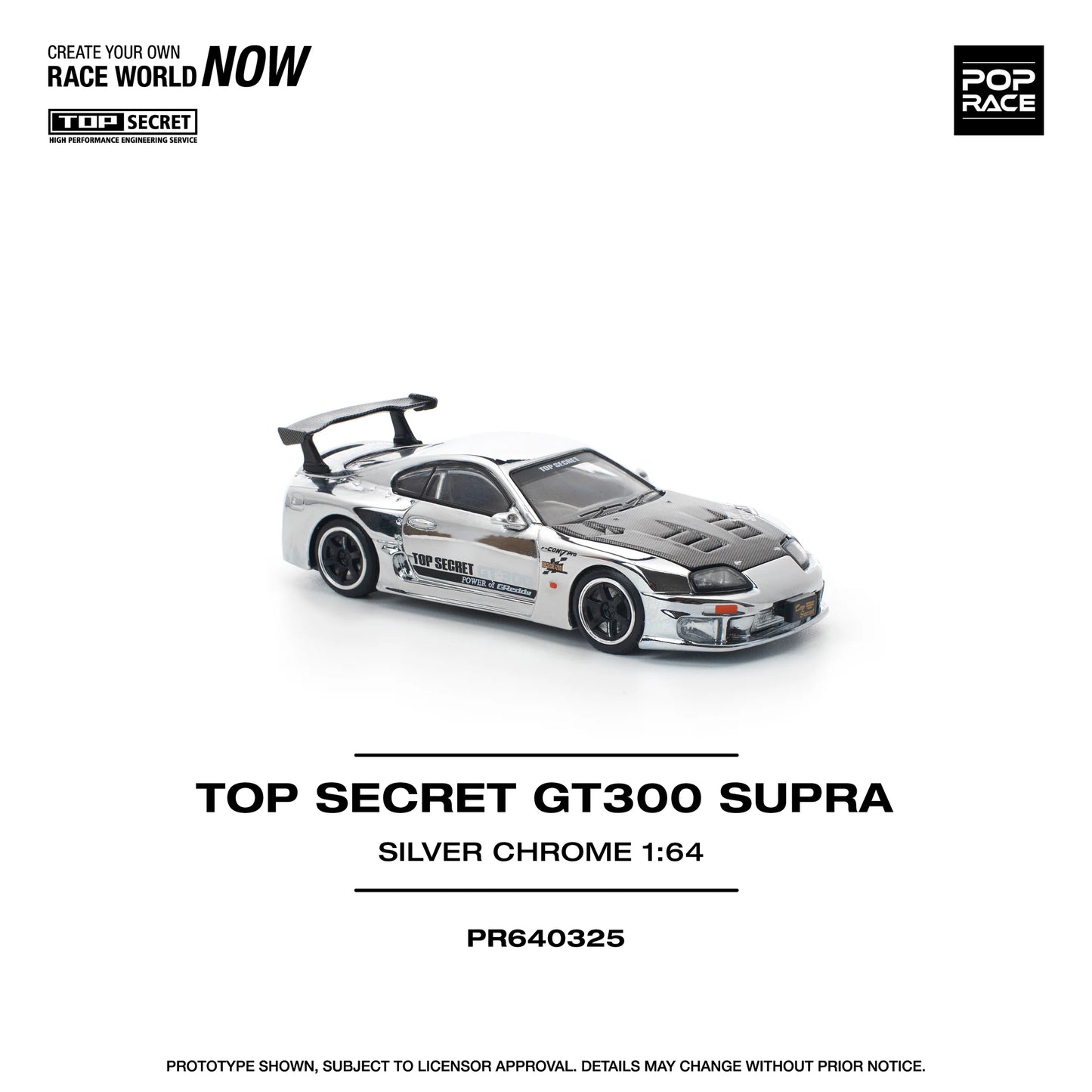 POPRACE 1/64 TOP SECRET GT300 Supra Silver Chrome PR640325