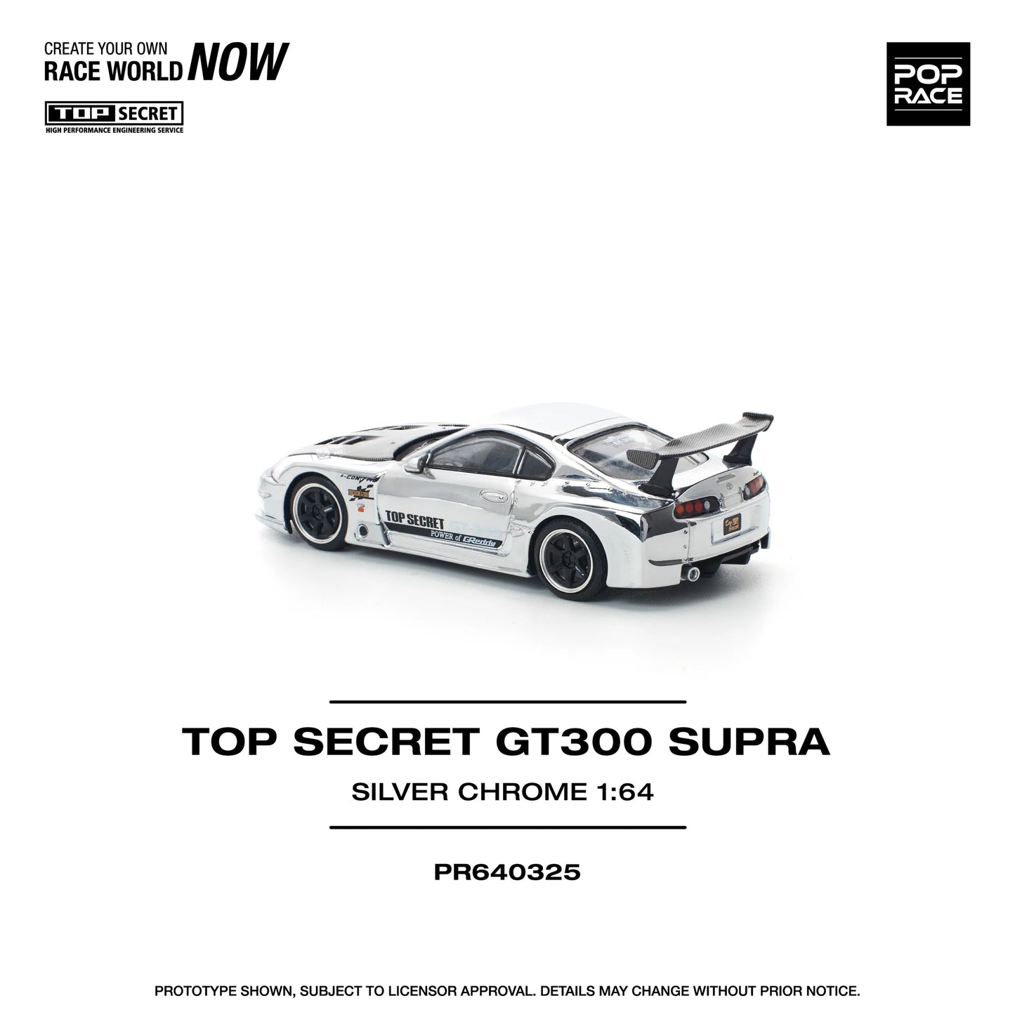 POPRACE 1/64 TOP SECRET GT300 Supra Silver Chrome PR640325
