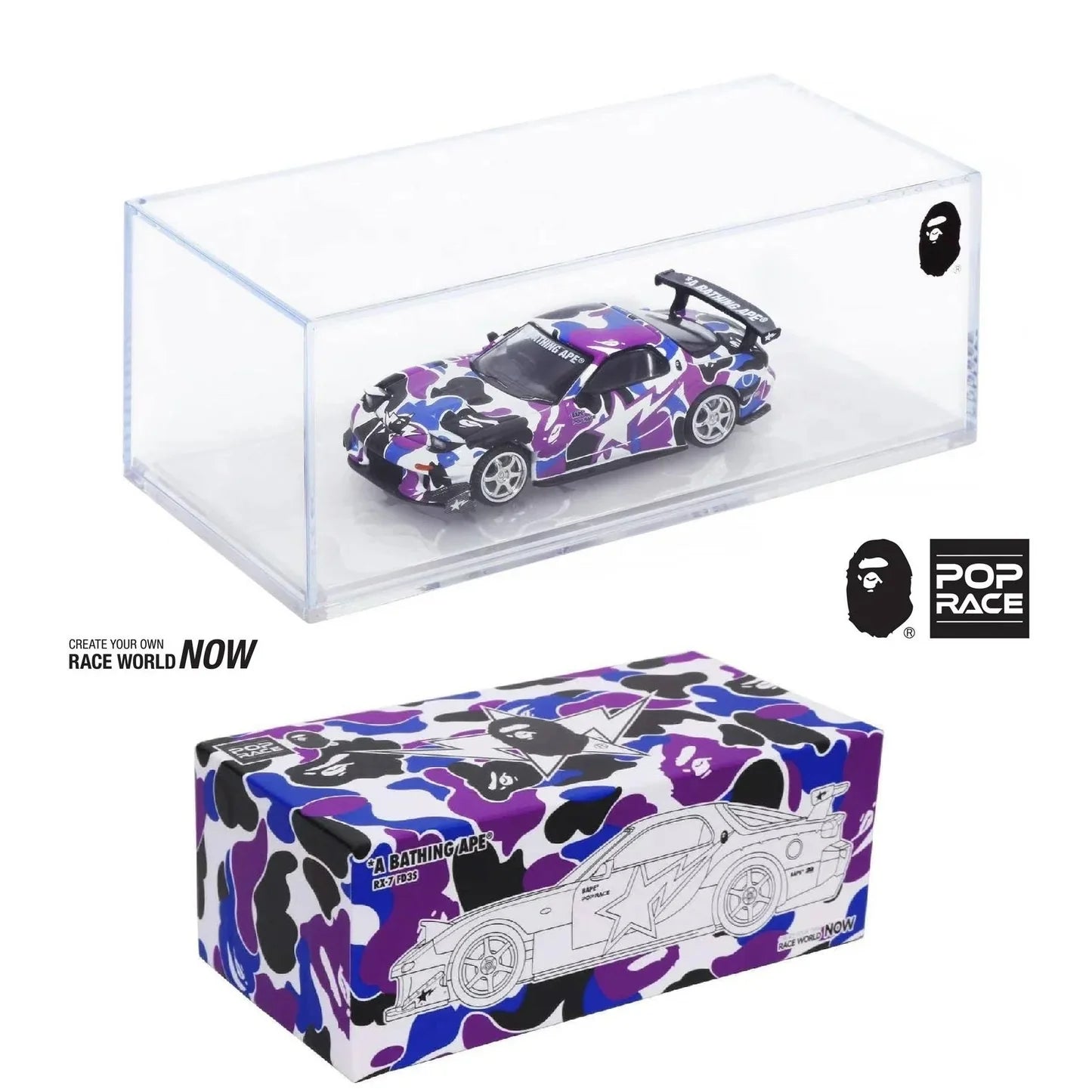 POPRACE 1/64 Mazda RX-7 FD3S Re-Amemiya BAPE STORE Hong Kong 20th Anniversary Special Edition PR640493