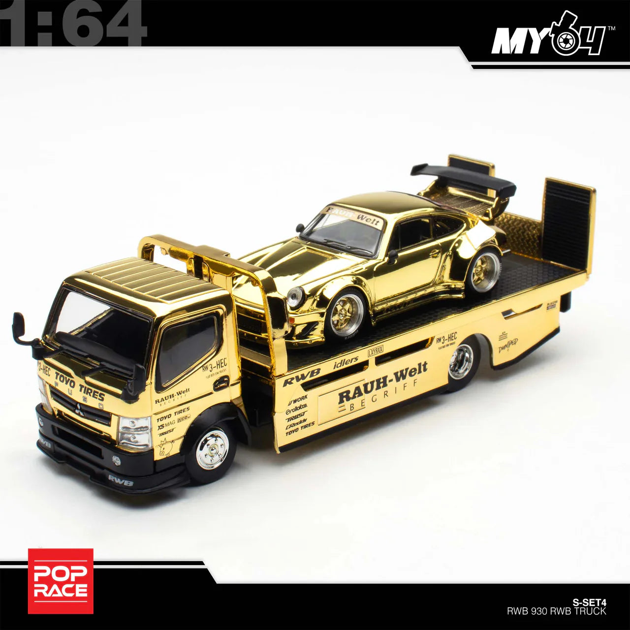 POPRACE 1/64 RWB 930 and FUSO Truck Gold Set HEC 2026
