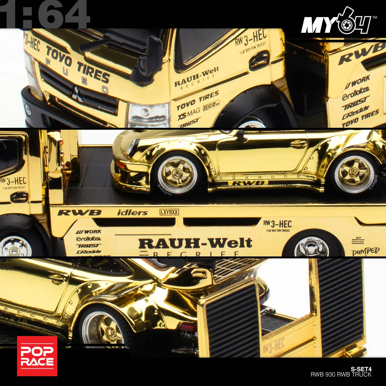 POPRACE 1/64 RWB 930 and FUSO Truck Gold Set HEC 2026