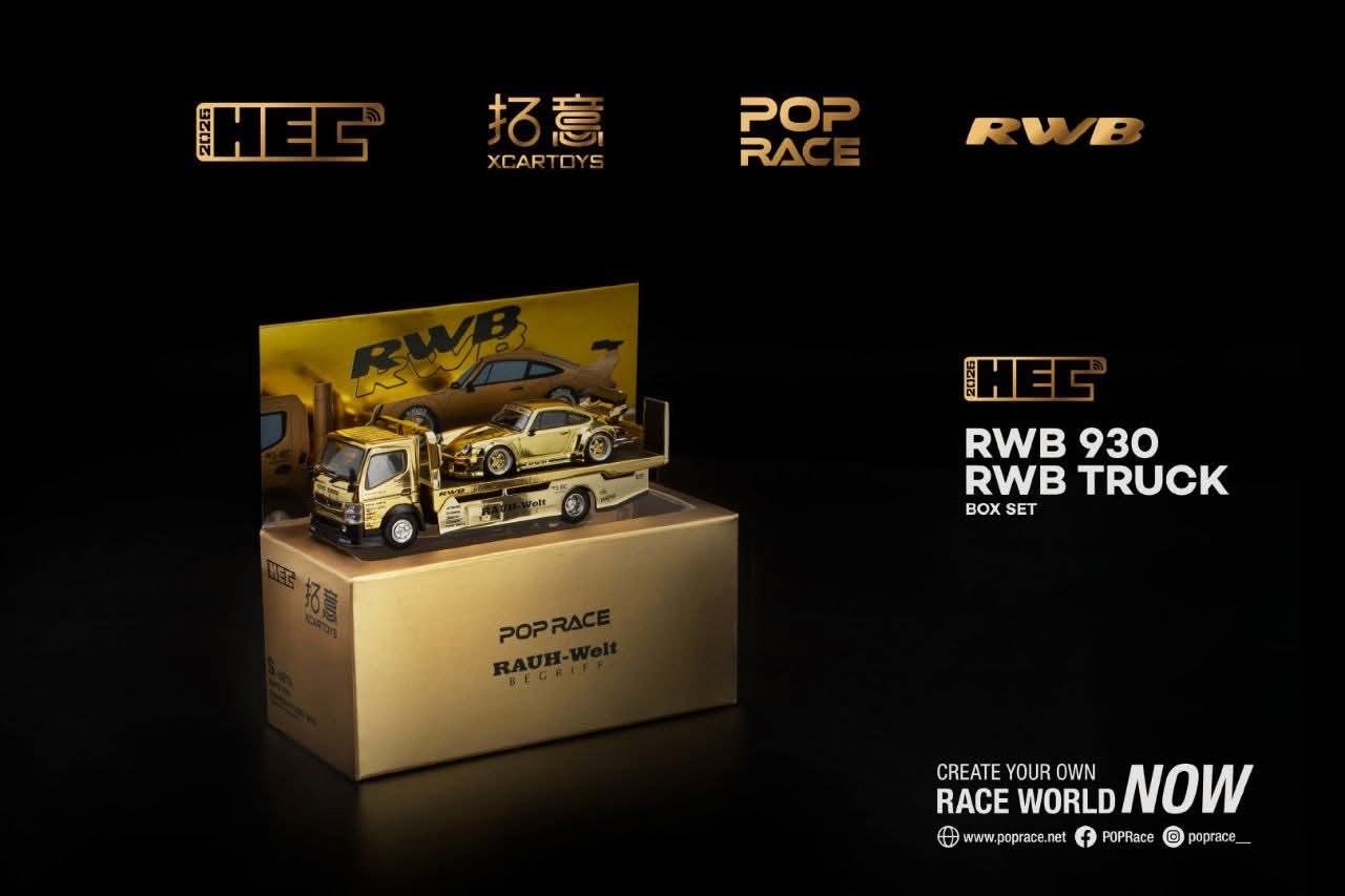POPRACE 1/64 RWB 930 and FUSO Truck Gold Set HEC 2026