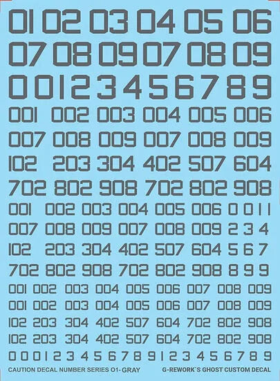 CAUTION DECAL NUMBER GRAY Water Decal